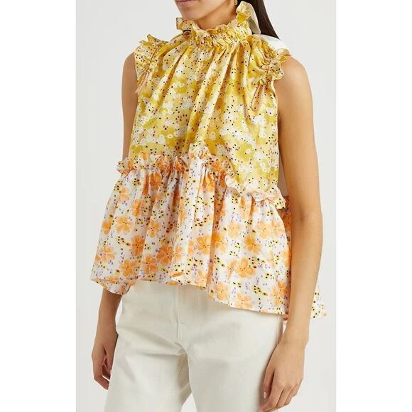 BRØGGER Karo Floral-Print Silk-Twill Top NWOT Size Small - Picture 2 of 8